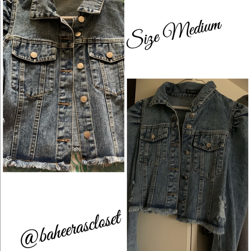 Puff sleeve denim jacket
